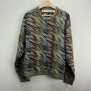 Vintage Jhanes Barnes 90s 3D Knit Wool Sweater Wearable Art Mens Medium Grandpa